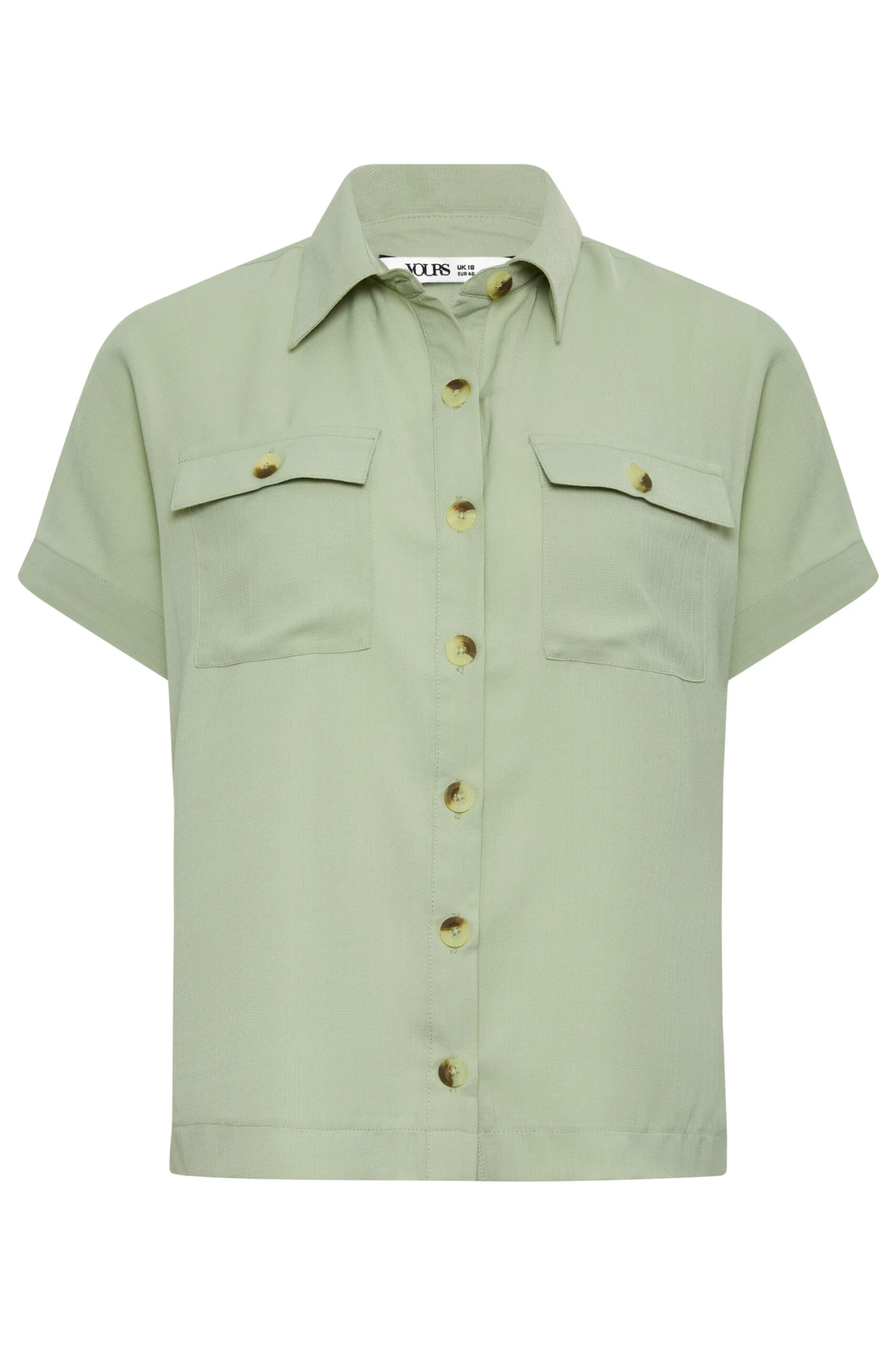 YOURS PETITE Curve Sage Green Utility Pocket Shirt 3 YOURS PETITE Curve Sage Green Utility Pocket Shirt - Image 3