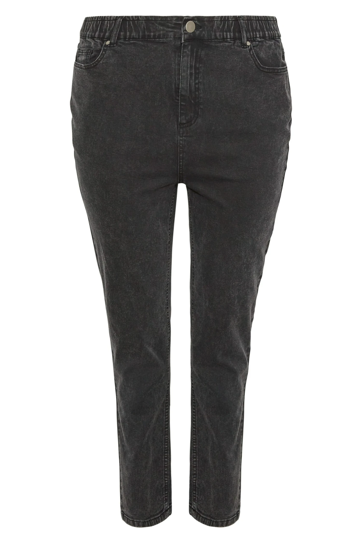 YOURS Curve Bleach Black Stretch Elasticated Waist MOM Jeans 2 YOURS Curve Bleach Black Stretch Elasticated Waist MOM Jeans - Image 2