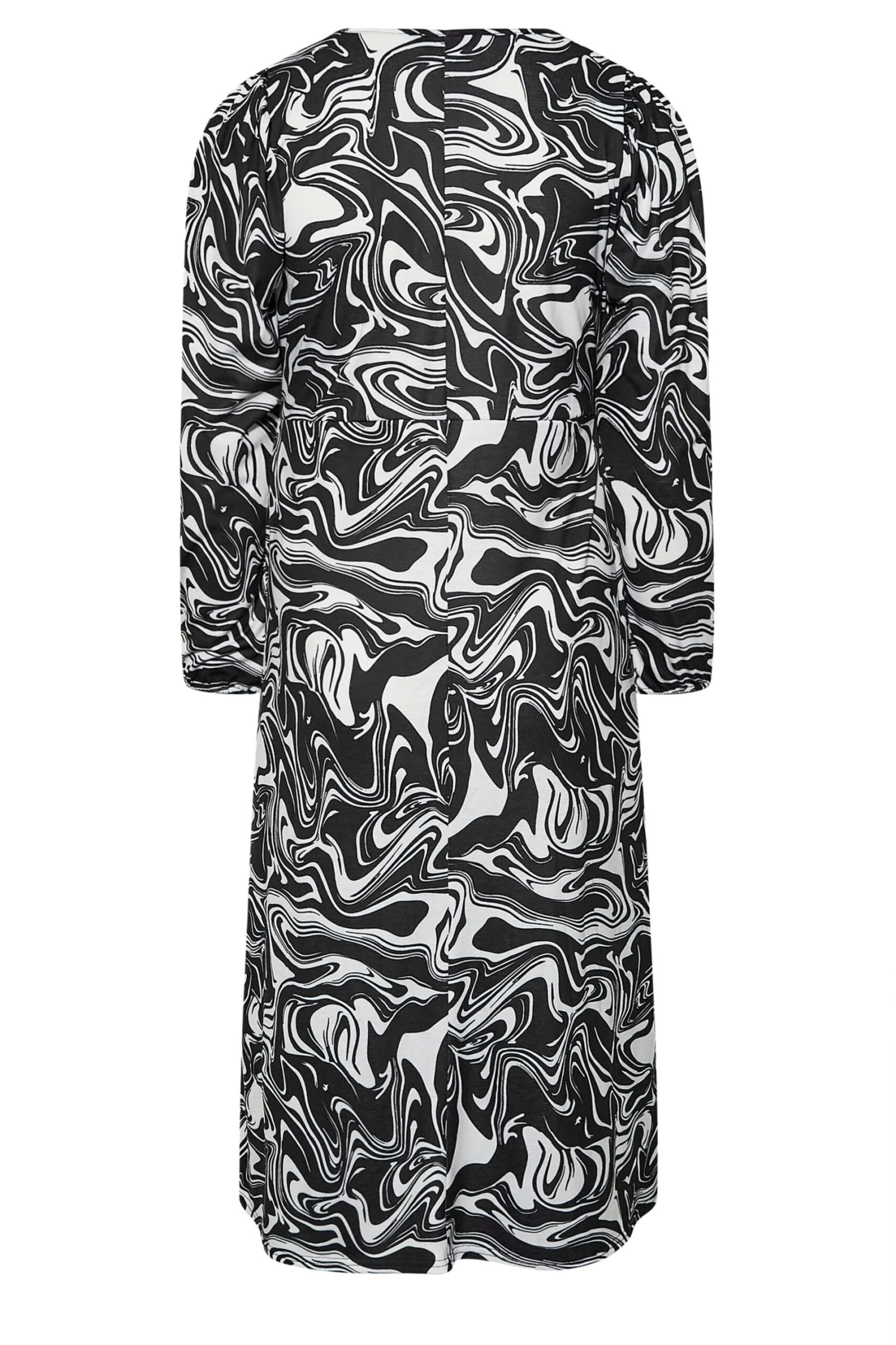 LIMITED COLLECTION Curve Black Swirl Print Ruched Midi Dress 5 LIMITED COLLECTION Curve Black Swirl Print Ruched Midi Dress - Image 5