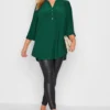 YOURS LONDON Curve Green Half Placket Shirt