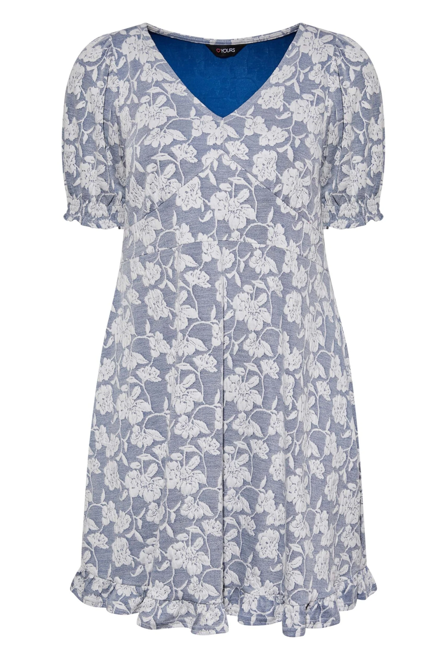 YOURS Curve Blue Floral V-Neck Midi Dress 5 YOURS Curve Blue Floral V-Neck Midi Dress - Image 5