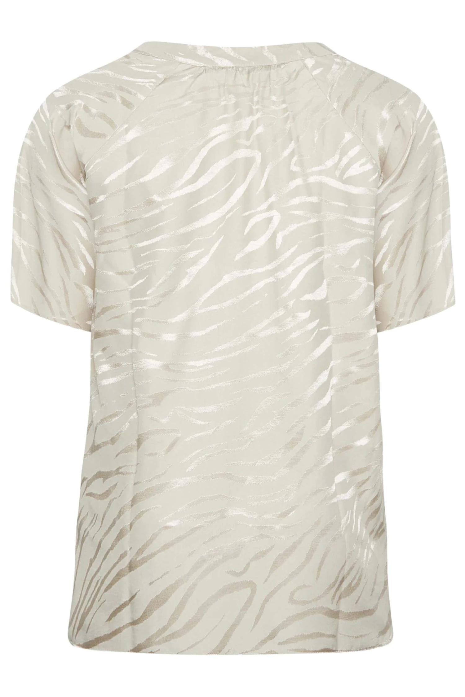 YOURS Curve Cream Animal Print Satin V-Neck Blouse 5 YOURS Curve Cream Animal Print Satin V-Neck Blouse - Image 5