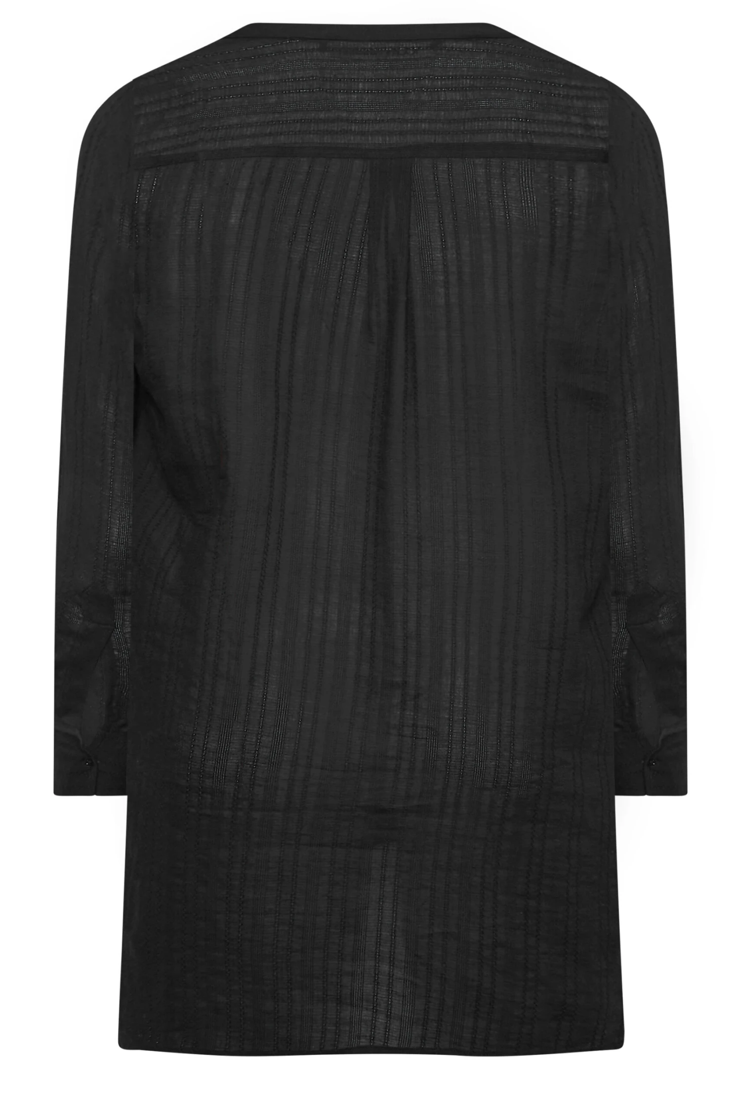 YOURS Curve Black Collarless Beach Shirt 6 YOURS Curve Black Collarless Beach Shirt - Image 6