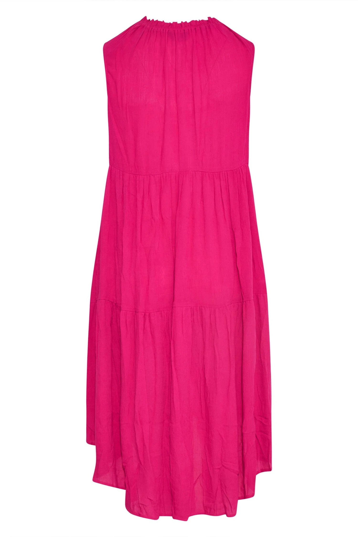 YOURS Curve Hot Pink Sleeveless Crinkle Dress 6 YOURS Curve Hot Pink Sleeveless Crinkle Dress - Image 6