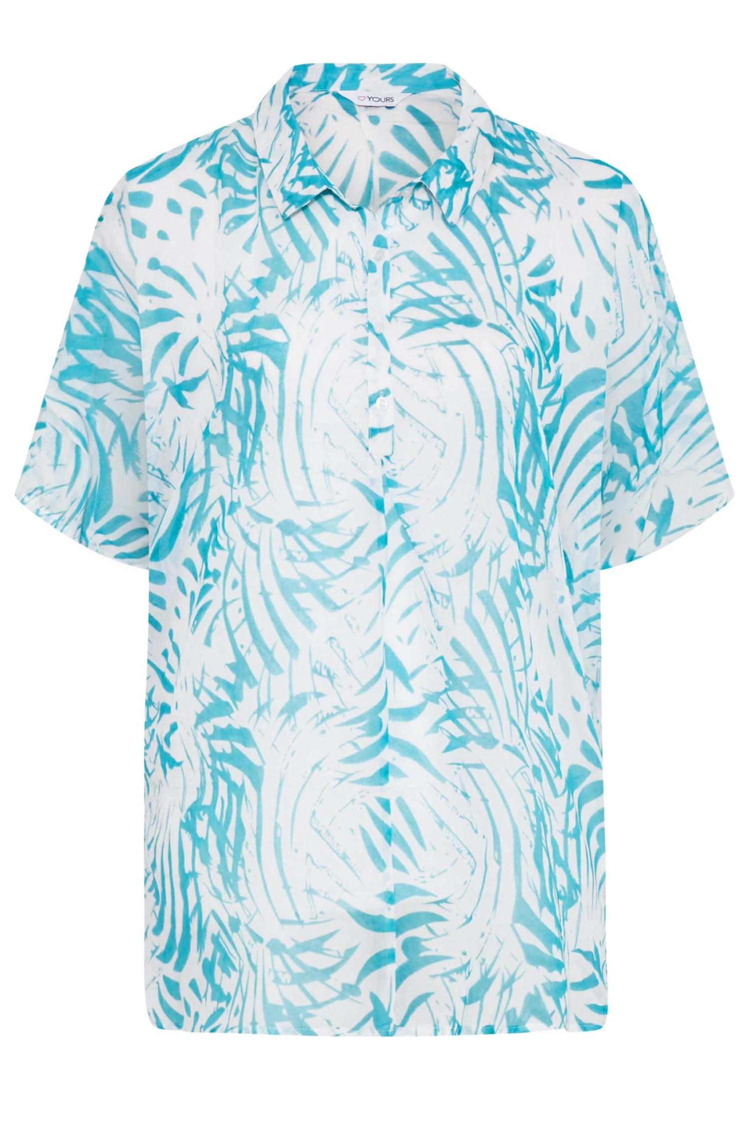 YOURS Curve Blue Tropical Print Batwing Blouse 5 YOURS Curve Blue Tropical Print Batwing Blouse - Image 5