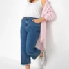 YOURS Curve Blue Stretch Wide Leg Cropped Jeans