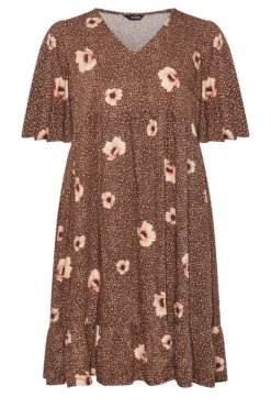 YOURS Curve Brown Floral Flare Sleeve Midi Dress -Outlet Stylo Wise Store 64756398 8e37 44 174079 X scaled