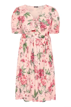 YOURS LONDON Curve Pink Floral Print Bow Front Midi Dress -Outlet Stylo Wise Store 647aeb7f 5c73 42 161308 F scaled