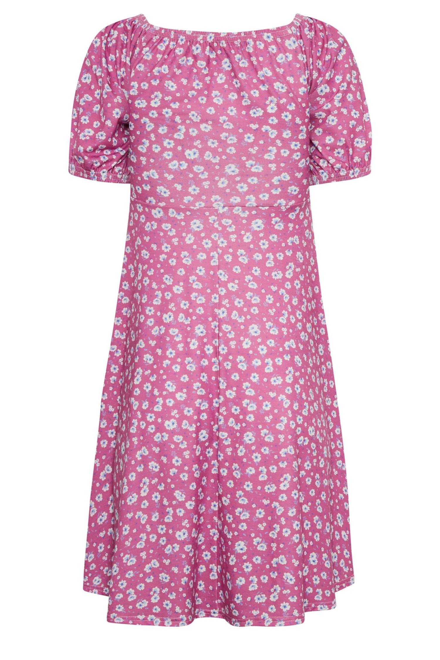 YOURS PETITE Curve Pink Daisy Print Ruched Front Dress 6 YOURS PETITE Curve Pink Daisy Print Ruched Front Dress - Image 6