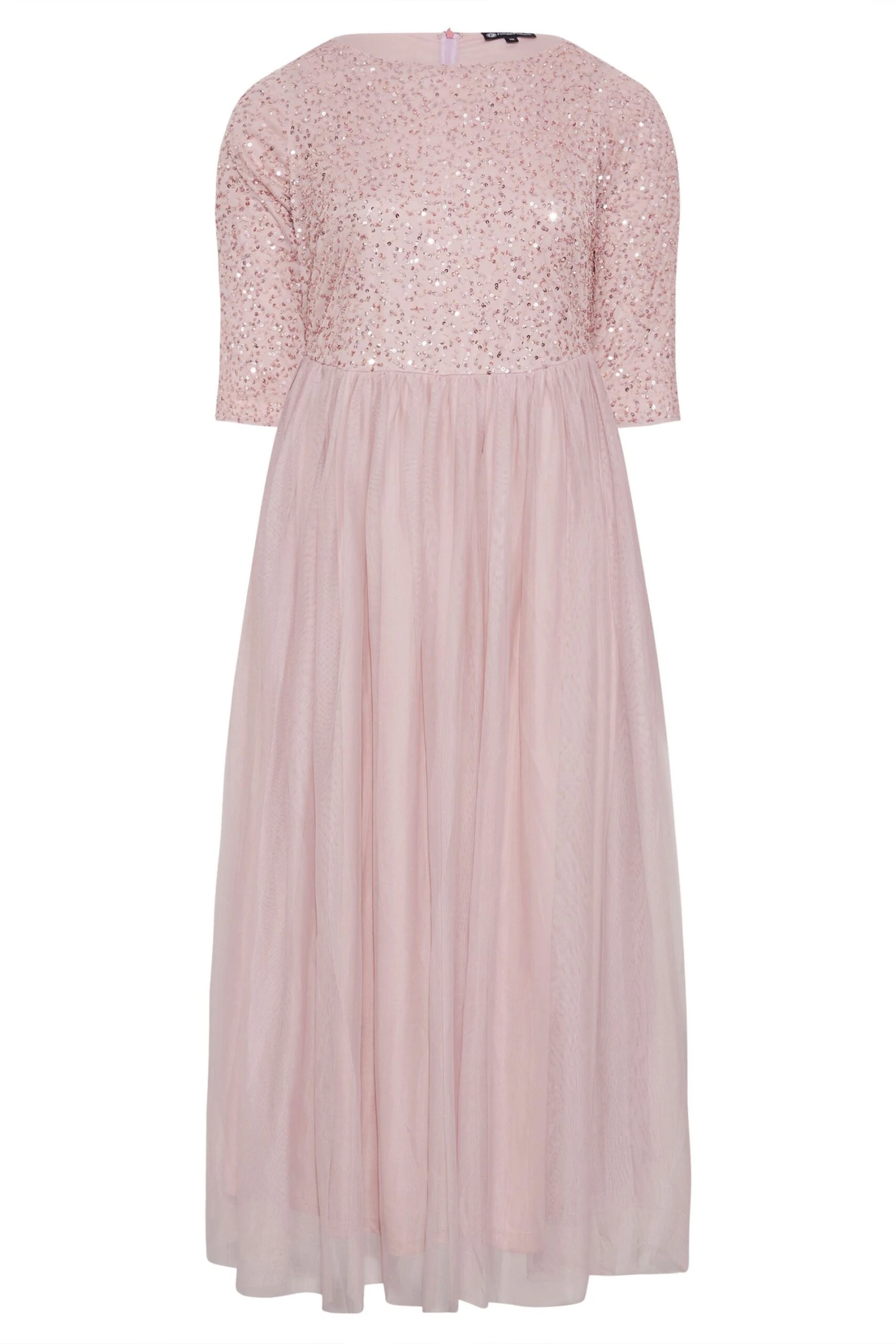 LUXE Curve Pink Sequin Hand Embellished Maxi Dress 5 LUXE Curve Pink Sequin Hand Embellished Maxi Dress - Image 5