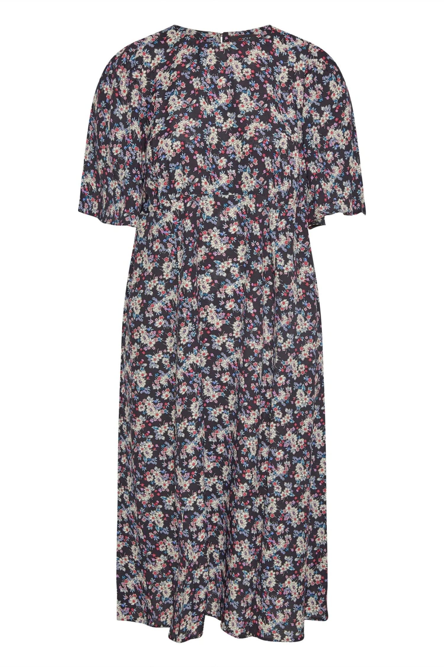 YOURS Curve Black Ditsy Print Side Split Midi Dress 5 YOURS Curve Black Ditsy Print Side Split Midi Dress - Image 5