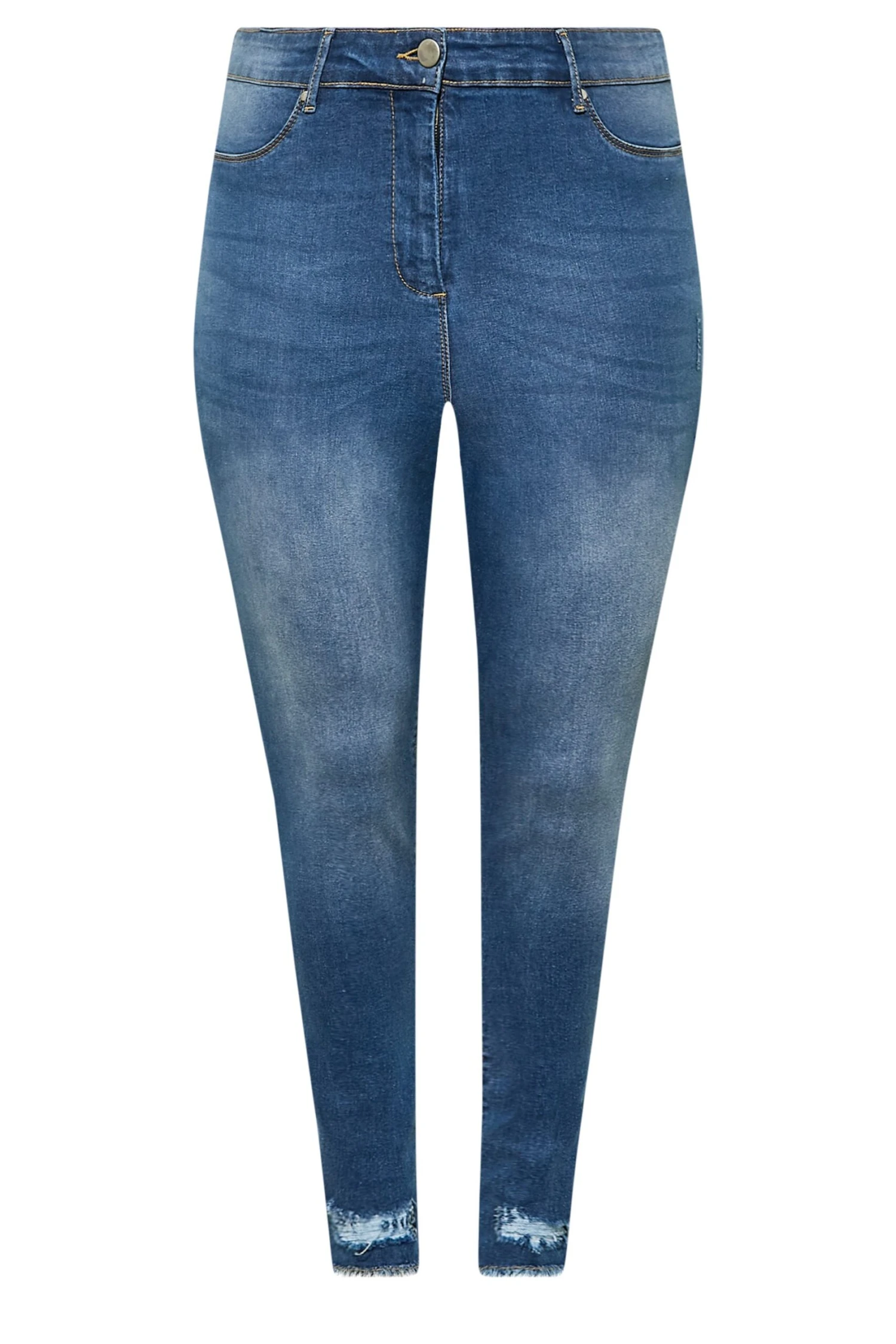 YOURS Curve Blue Distressed AVA Lift And Shape Stretch Skinny Jeans 5 YOURS Curve Blue Distressed AVA Lift And Shape Stretch Skinny Jeans - Image 5