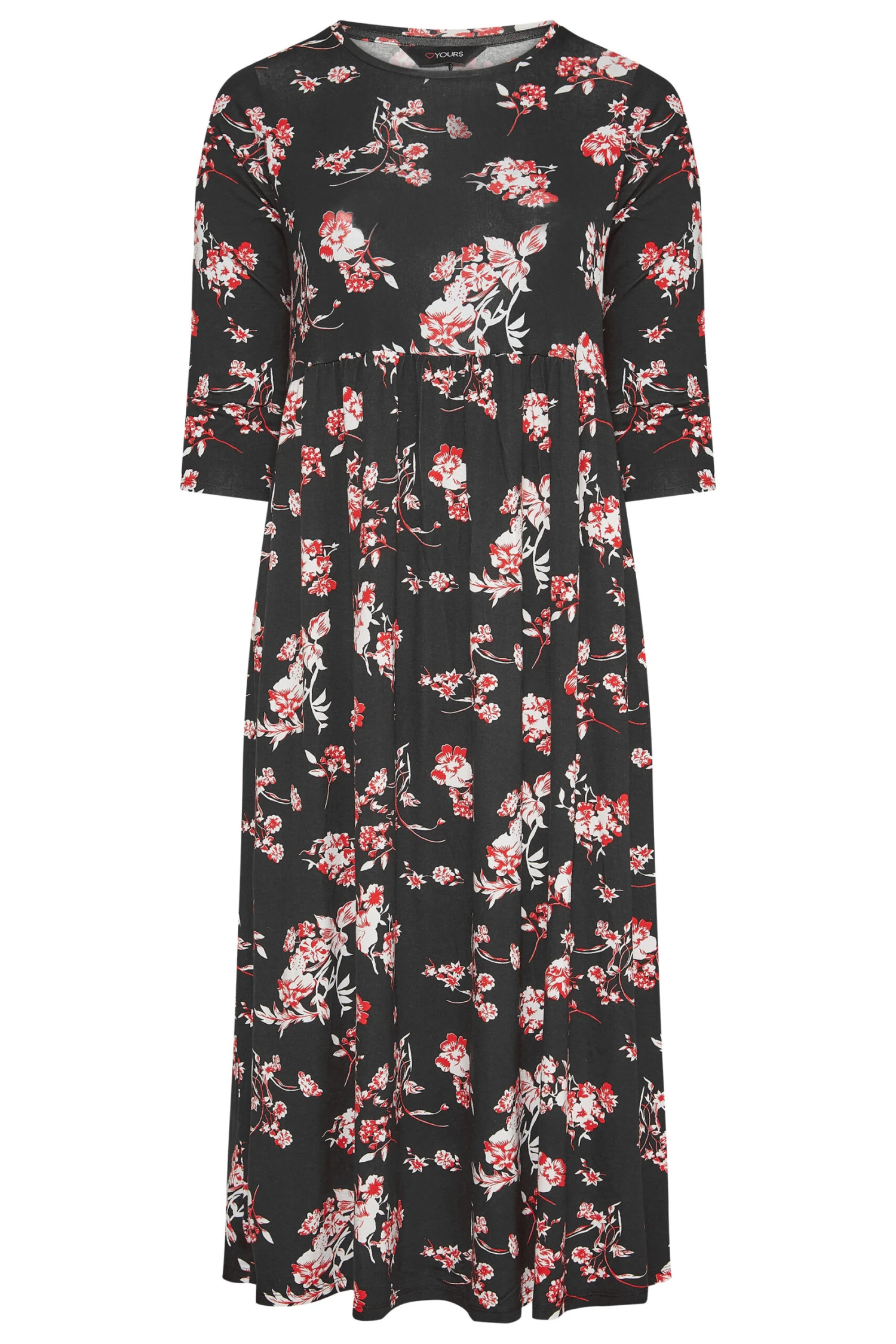 YOURS Curve Black Floral Print Pocket Dress 4 YOURS Curve Black Floral Print Pocket Dress - Image 4