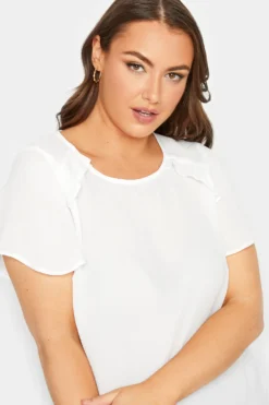 YOURS Curve White Frill Short Sleeve Blouse 8 YOURS Curve White Frill Short Sleeve Blouse -Outlet Stylo Wise Store 69ca5d09 7aa8 40 174343 D scaled