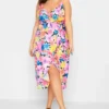LIMITED COLLECTION Curve Pink Floral Print Strappy Wrap Dress
