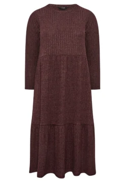 YOURS Curve Burgundy Red Ribbed Midi Dress -Outlet Stylo Wise Store 6a6f9cee 5a48 42 301500 X scaled