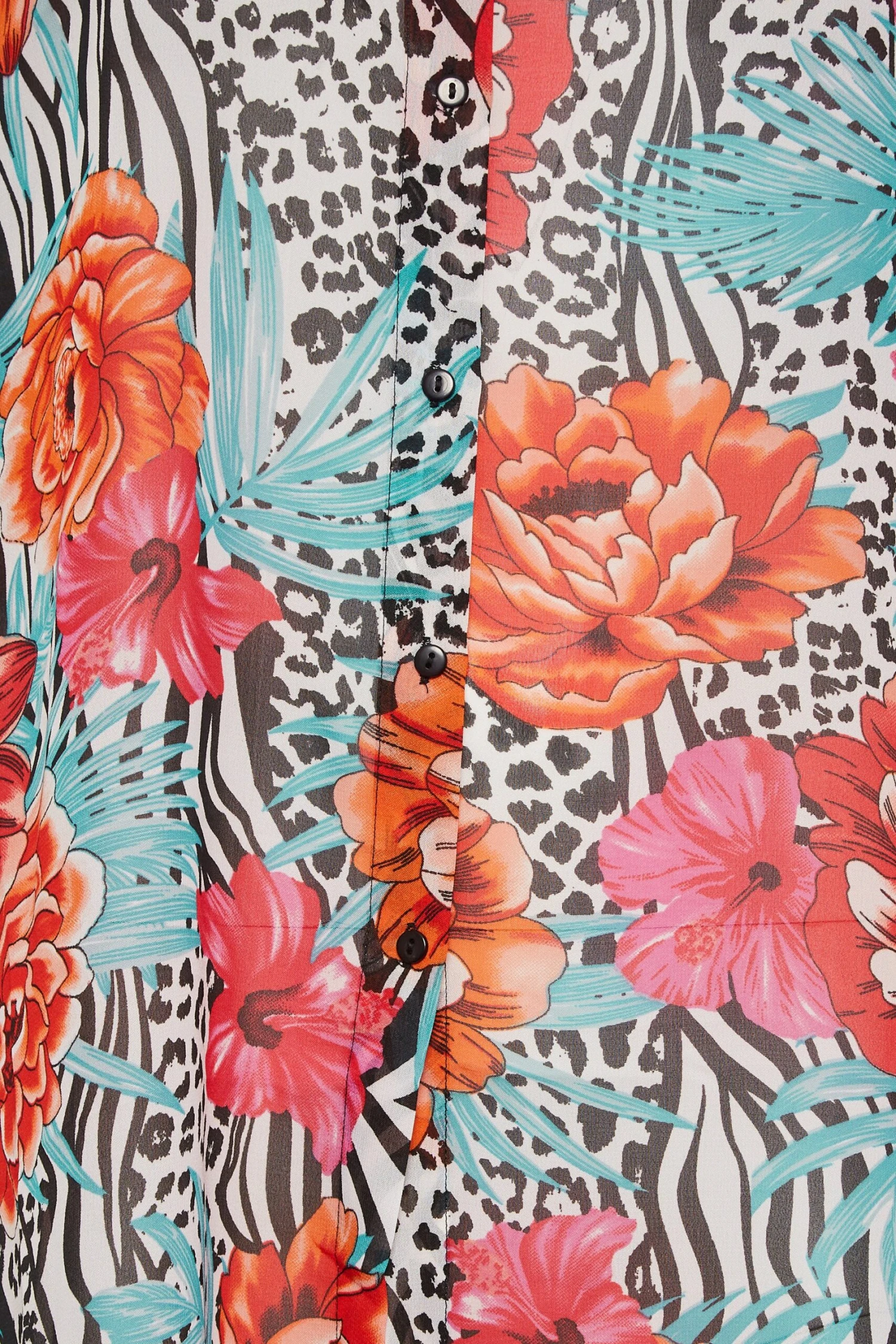 YOURS Curve Pink Floral Animal Print Longline Beach Shirt 4 YOURS Curve Pink Floral Animal Print Longline Beach Shirt - Image 4