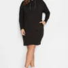 YOURS Curve Black Pocket Hoodie Dress