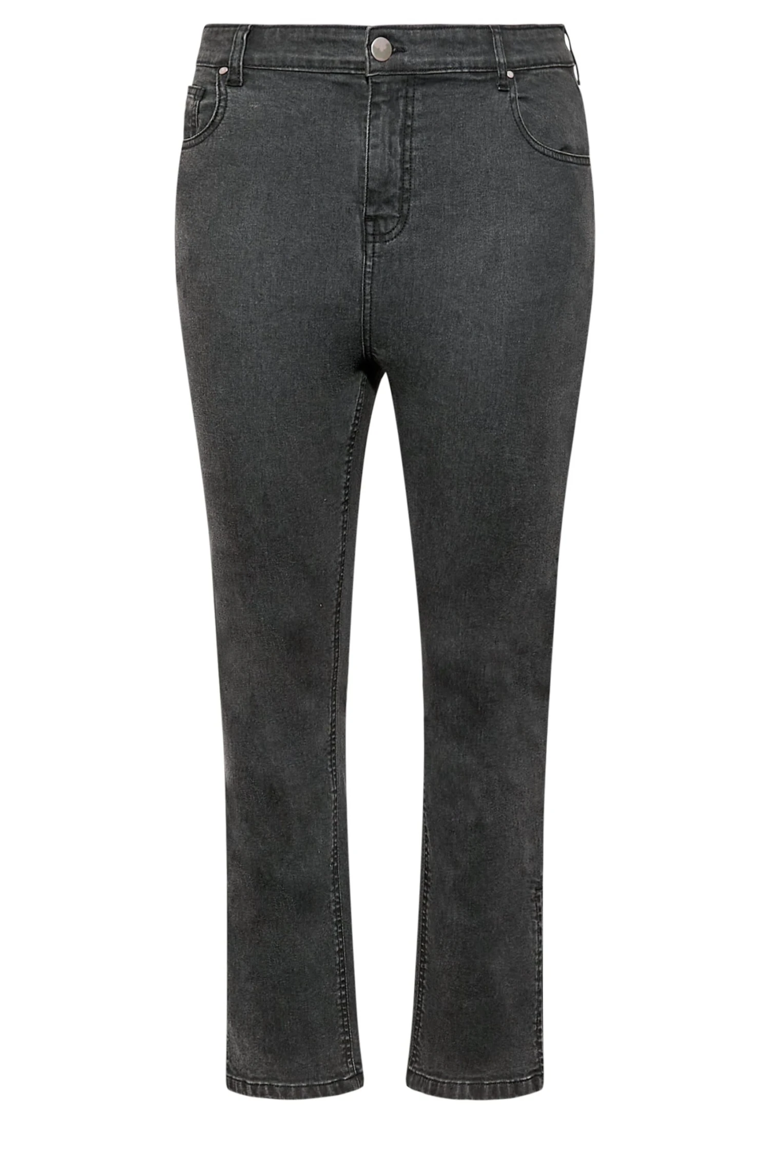 YOURS Curve Black Side Split Stretch Straight Leg Jeans 5 YOURS Curve Black Side Split Stretch Straight Leg Jeans - Image 5