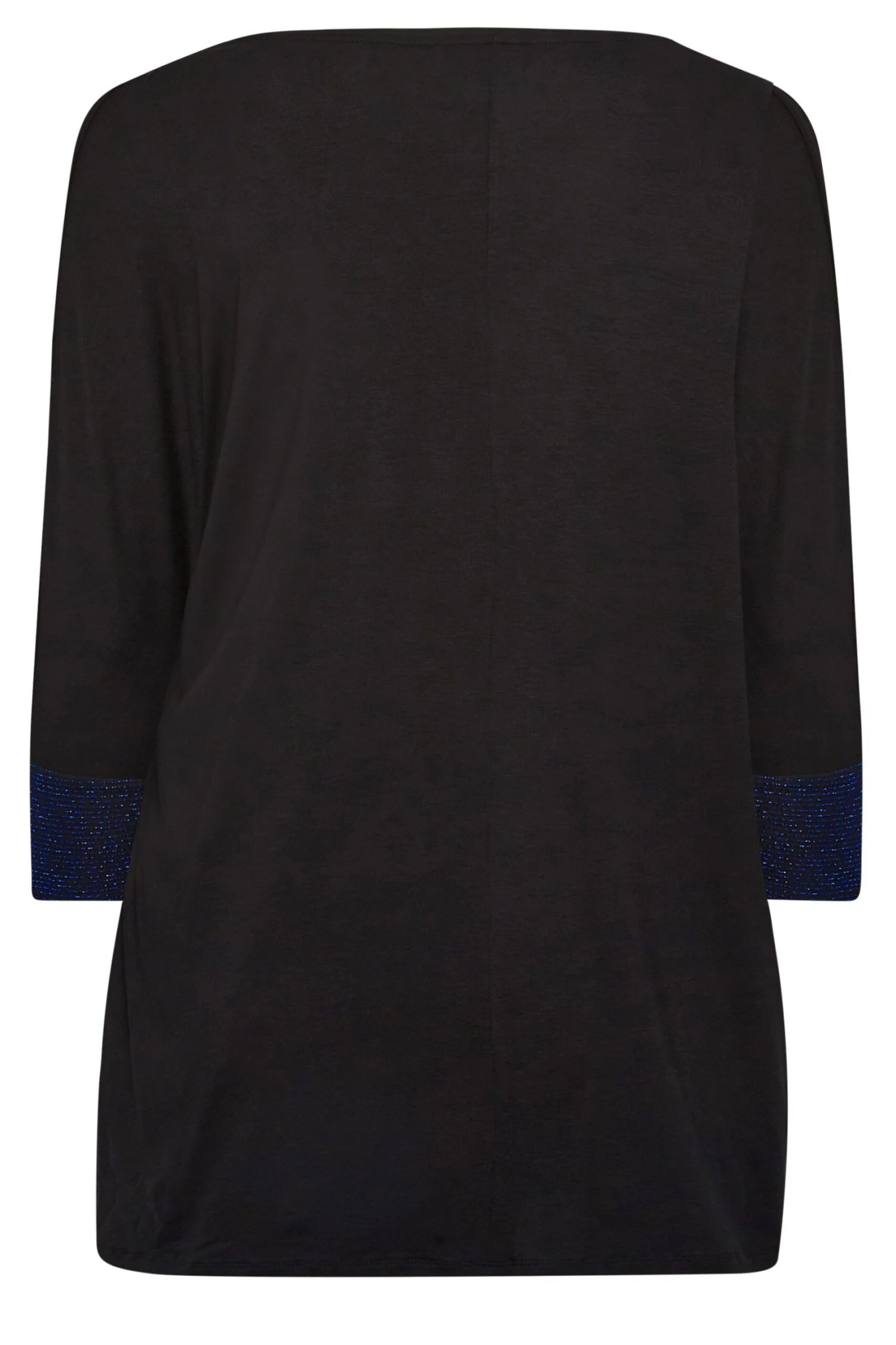 YOURS Curve Black & Navy Blue Glitter Soft Touch Layered Blouse 6 YOURS Curve Black & Navy Blue Glitter Soft Touch Layered Blouse - Image 6