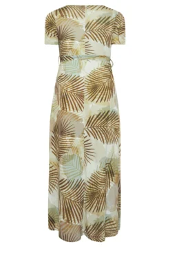 YOURS Curve Brown Tropical Leaf Print Wrap Dress -Outlet Stylo Wise Store 6d7a40c3 d799 49 301987 Y scaled