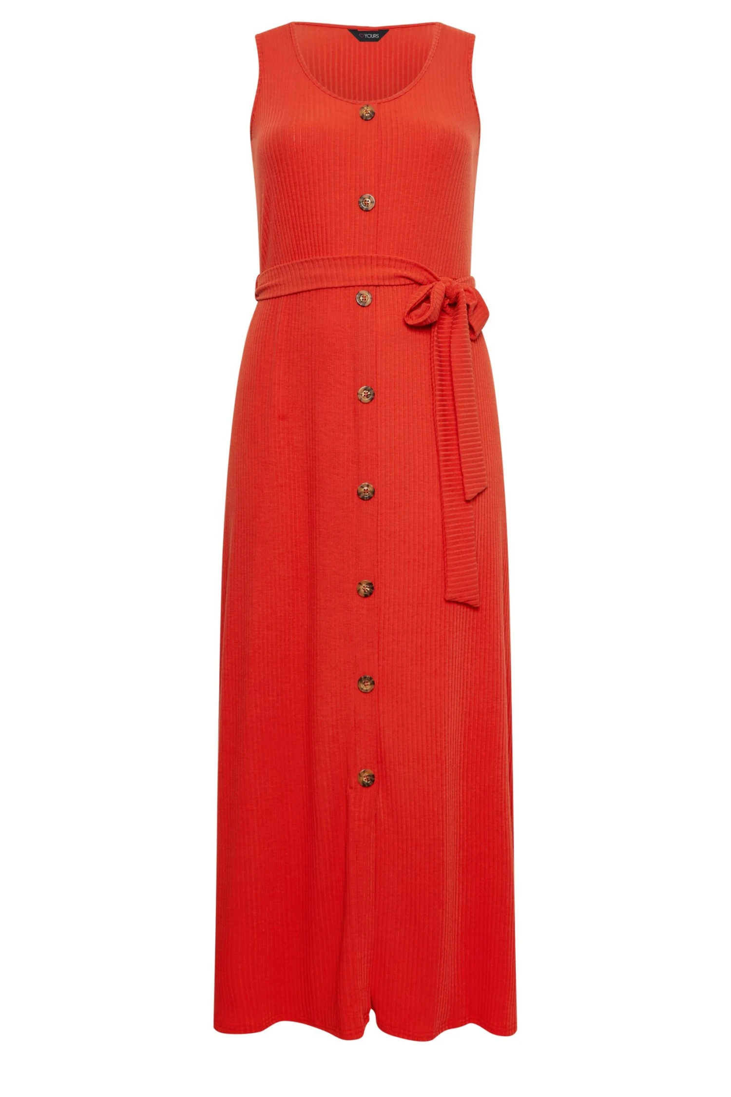 YOURS Curve Red Button Through Sleeveless Maxi Dress 5 YOURS Curve Red Button Through Sleeveless Maxi Dress - Image 5