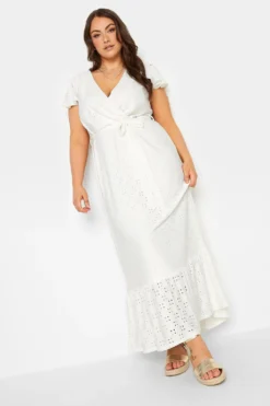 YOURS Curve White Broderie Anglaise Maxi Dress