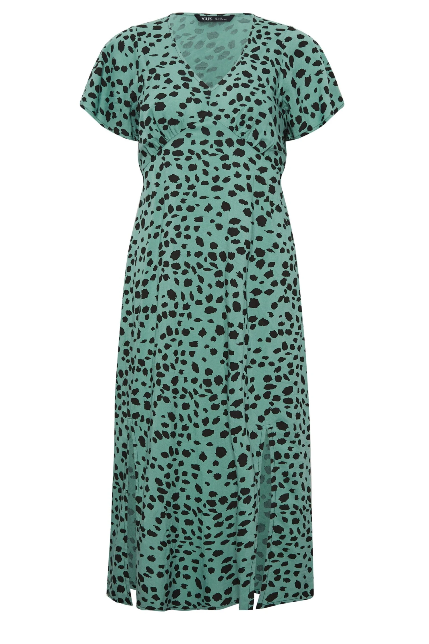 YOURS PETITE Curve Green Dalmatian Print Midi Tea Dress 5 YOURS PETITE Curve Green Dalmatian Print Midi Tea Dress - Image 5