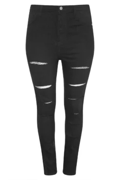 YOURS Curve Black Ripped Skinny Stretch AVA Jeans -Outlet Stylo Wise Store 70512286 1f70 40 142409 F scaled
