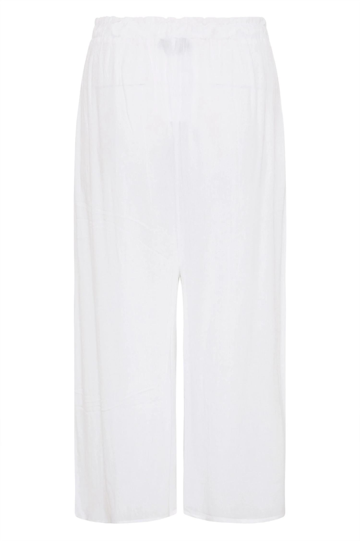 YOURS Curve White Wide Leg Beach Trousers 4 YOURS Curve White Wide Leg Beach Trousers - Image 4