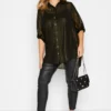 YOURS Curve Black & Gold Shimmer Button Through Shirt