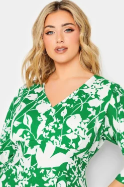 YOURS Curve Green Floral Split Front Dress -Outlet Stylo Wise Store 710d1474 db3b 4a 301904 D scaled
