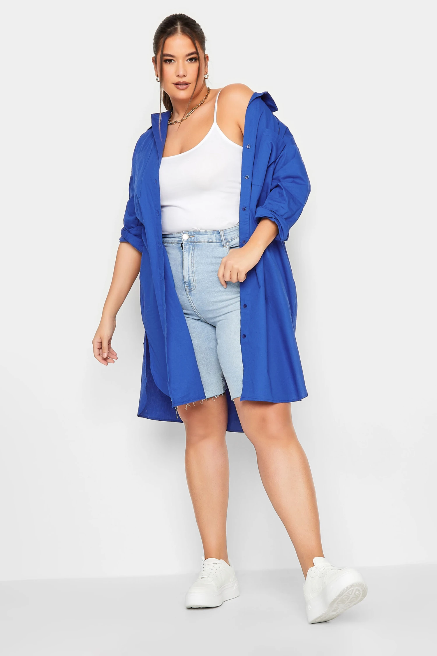 LIMITED COLLECTION Curve Cobalt Blue Midi Shirt Dress 2 LIMITED COLLECTION Curve Cobalt Blue Midi Shirt Dress - Image 2