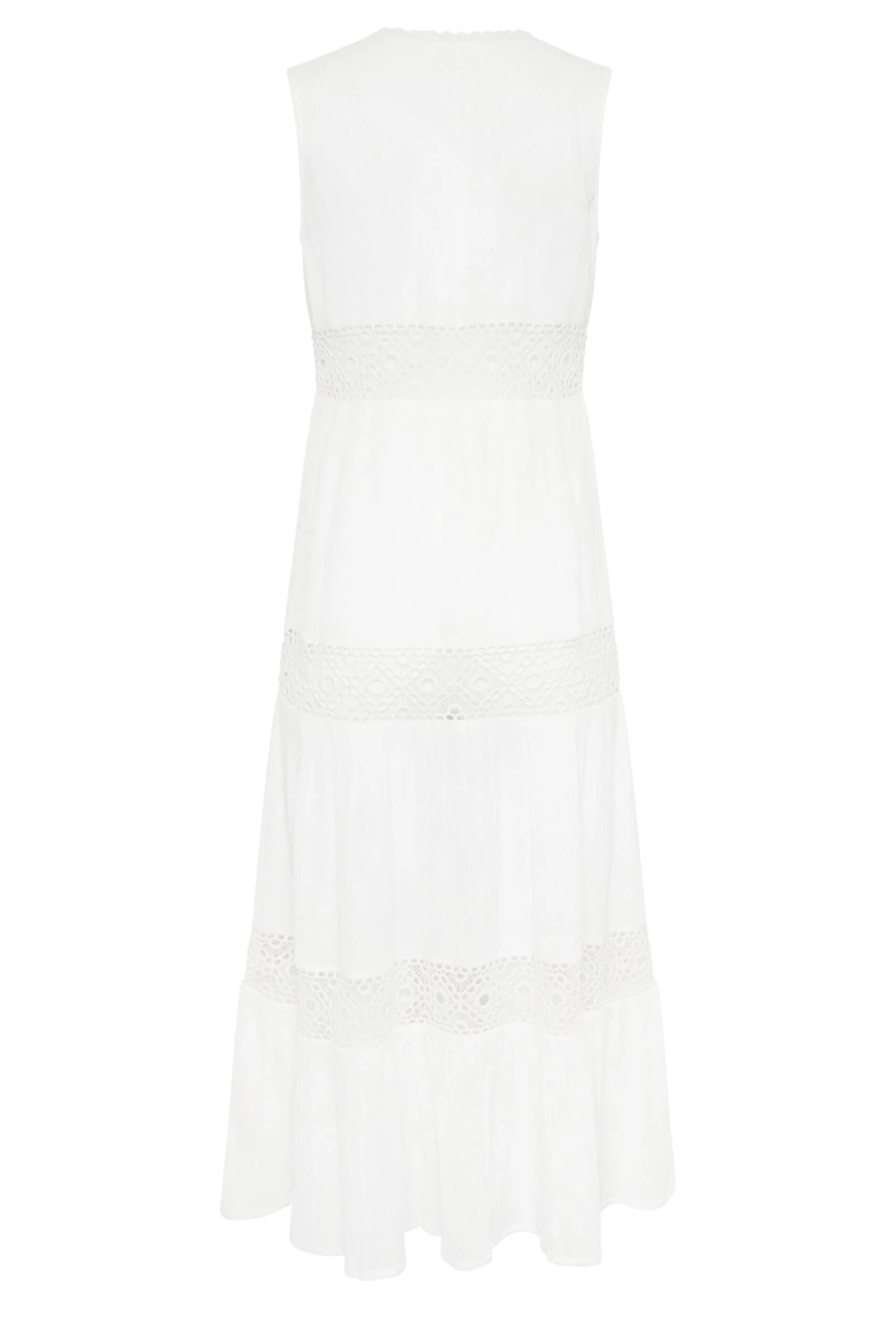 YOURS PETITE Curve White Crochet Trim Maxi Dress 6 YOURS PETITE Curve White Crochet Trim Maxi Dress - Image 6