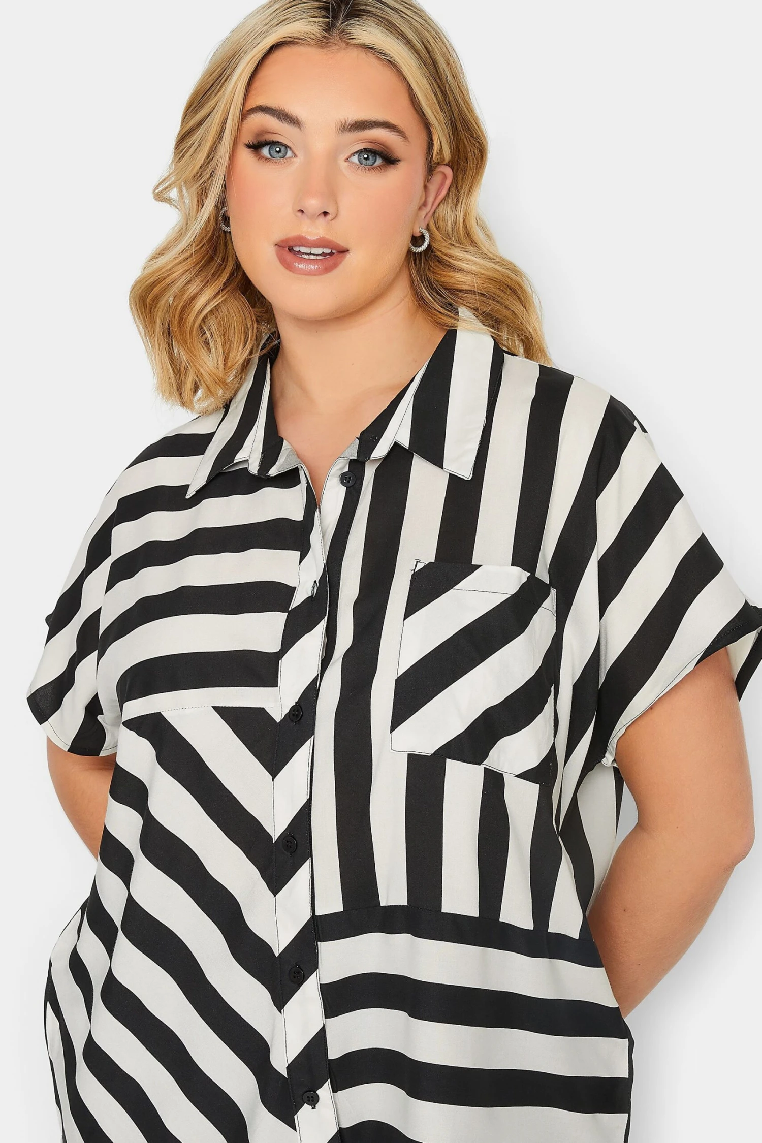 YOURS PETITE Curve Black & White Stripe Shirt 3 YOURS PETITE Curve Black & White Stripe Shirt - Image 3
