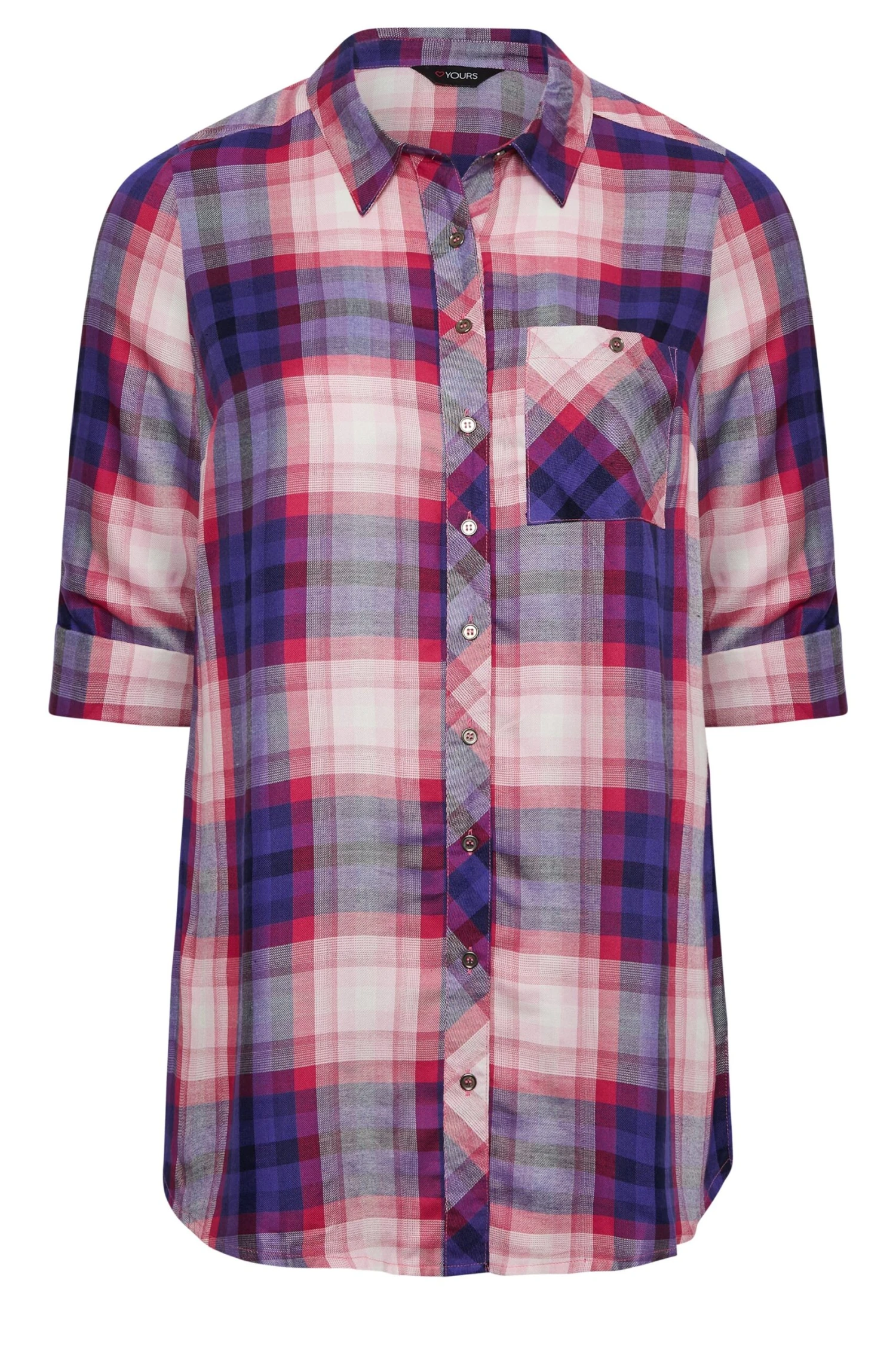 YOURS Curve Purple Check Boyfriend Shirt 5 YOURS Curve Purple Check Boyfriend Shirt - Image 5