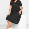 LIMITED COLLECTION Curve Black Ribbed Peplum Midi Dress