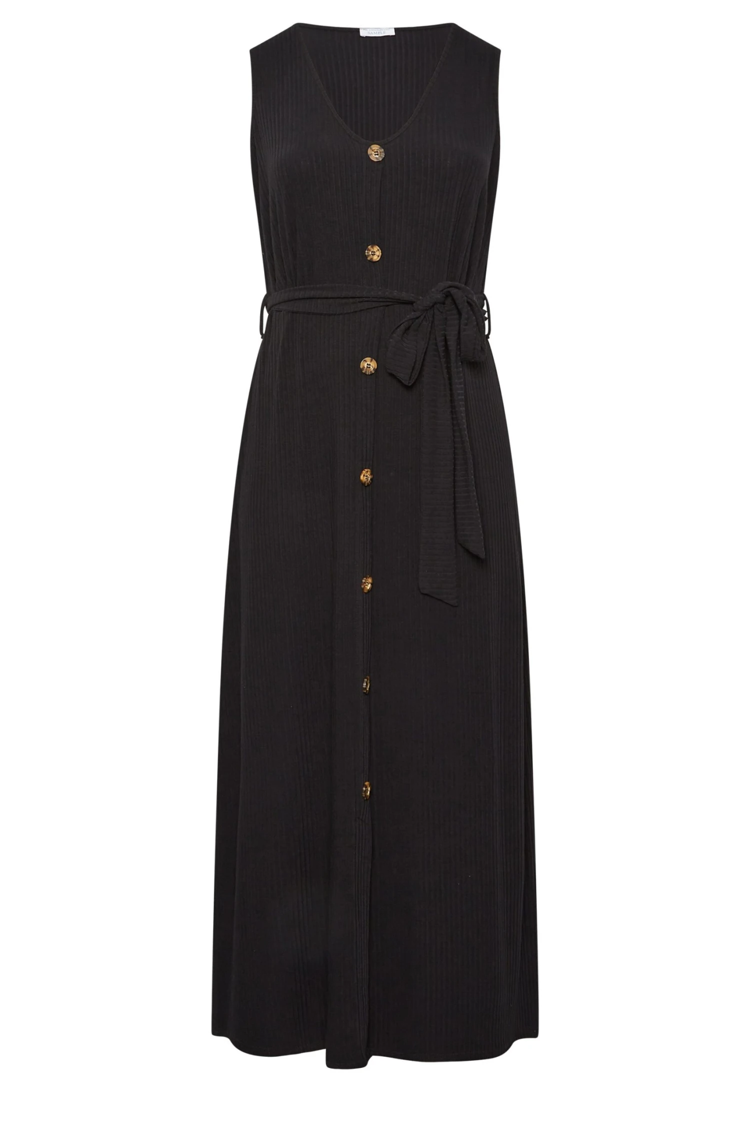 YOURS Curve Black Button Through Sleeveless Maxi Dress 5 YOURS Curve Black Button Through Sleeveless Maxi Dress - Image 5