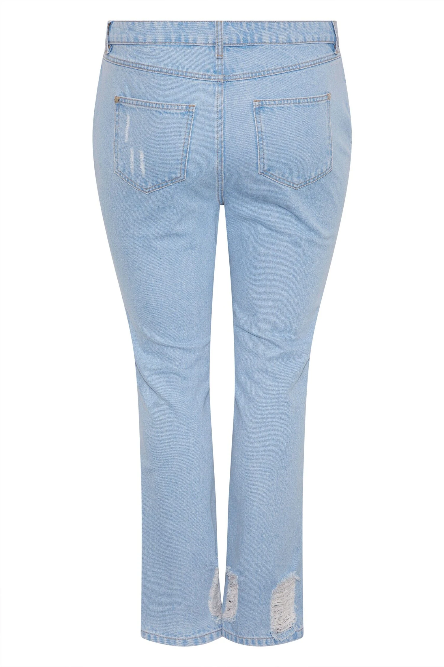 YOURS Curve Light Blue Ripped Hem Stretch Straight Leg Jeans 4 YOURS Curve Light Blue Ripped Hem Stretch Straight Leg Jeans - Image 4