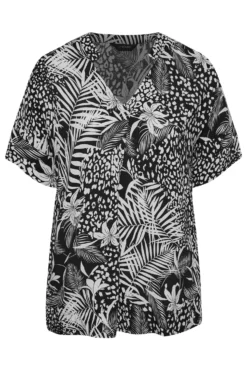 YOURS Curve Black Palm Print V-Neck Shirt -Outlet Stylo Wise Store 73c69cab 6f7b 4a 173856 X scaled