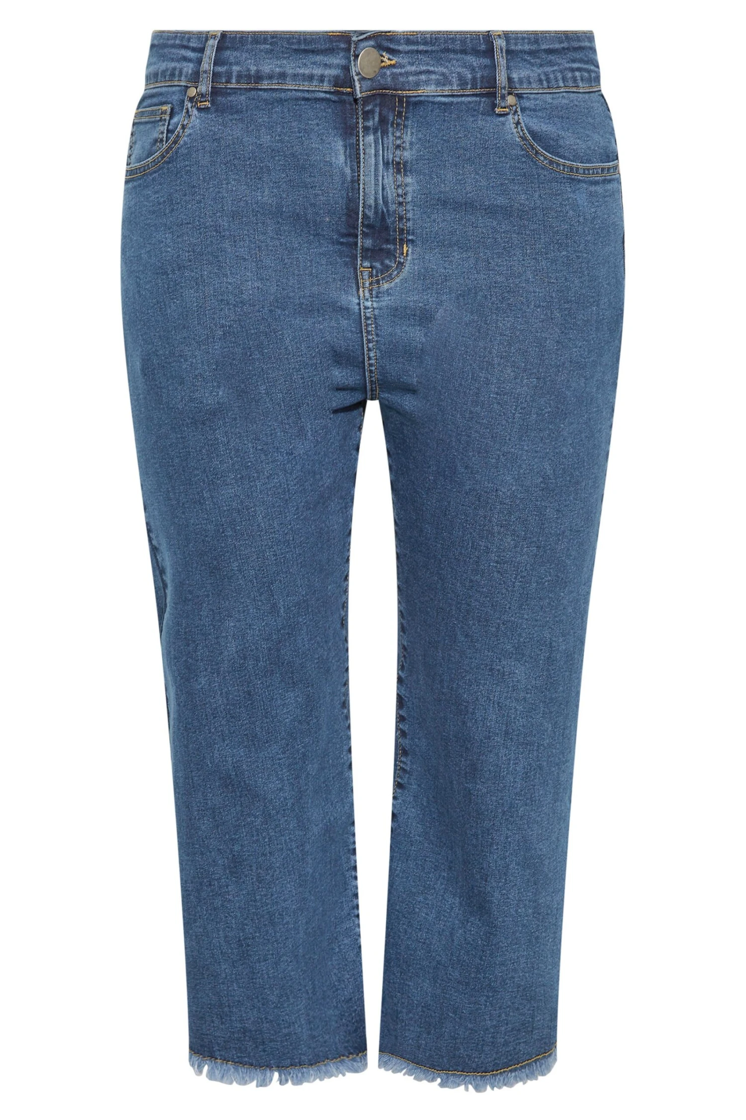 YOURS Curve Blue Stretch Wide Leg Cropped Jeans 5 YOURS Curve Blue Stretch Wide Leg Cropped Jeans - Image 5