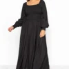 YOURS Black Shirred Maxi Dress