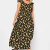 LIMITED COLLECTION Curve Black Lemons Print Frill Maxi Dress