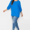 YOURS Curve Blue Tab Sleeve Blouse