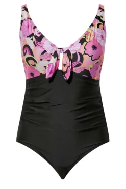 YOURS Curve Black Retro Floral Bow Tummy Control Swimsuit -Outlet Stylo Wise Store 7724378e b41c 48 150263 X scaled