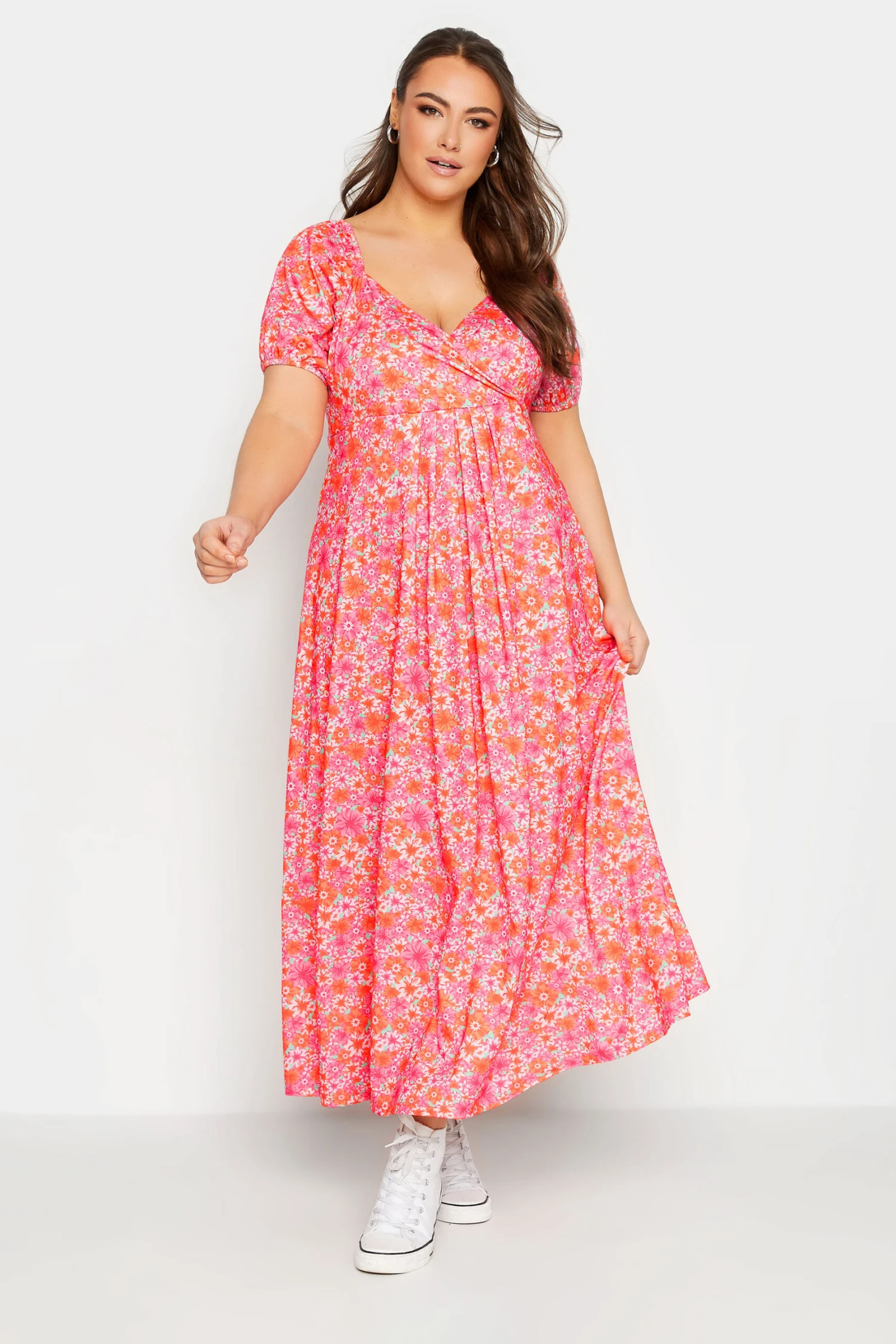LIMITED COLLECTION Curve Pink Floral Wrap Maxi Dress 6 LIMITED COLLECTION Curve Pink Floral Wrap Maxi Dress - Image 6