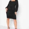 YOURS LONDON Curve Black Cowl Neck Ruched Bodycon Dress
