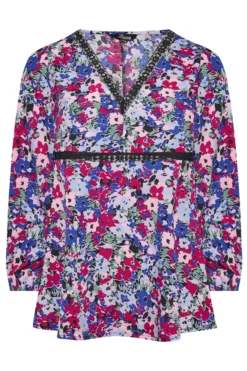 LIMITED COLLECTION Curve Blue & Pink Floral Lace Blouse -Outlet Stylo Wise Store 783dfb1d 7321 44 215102 X scaled