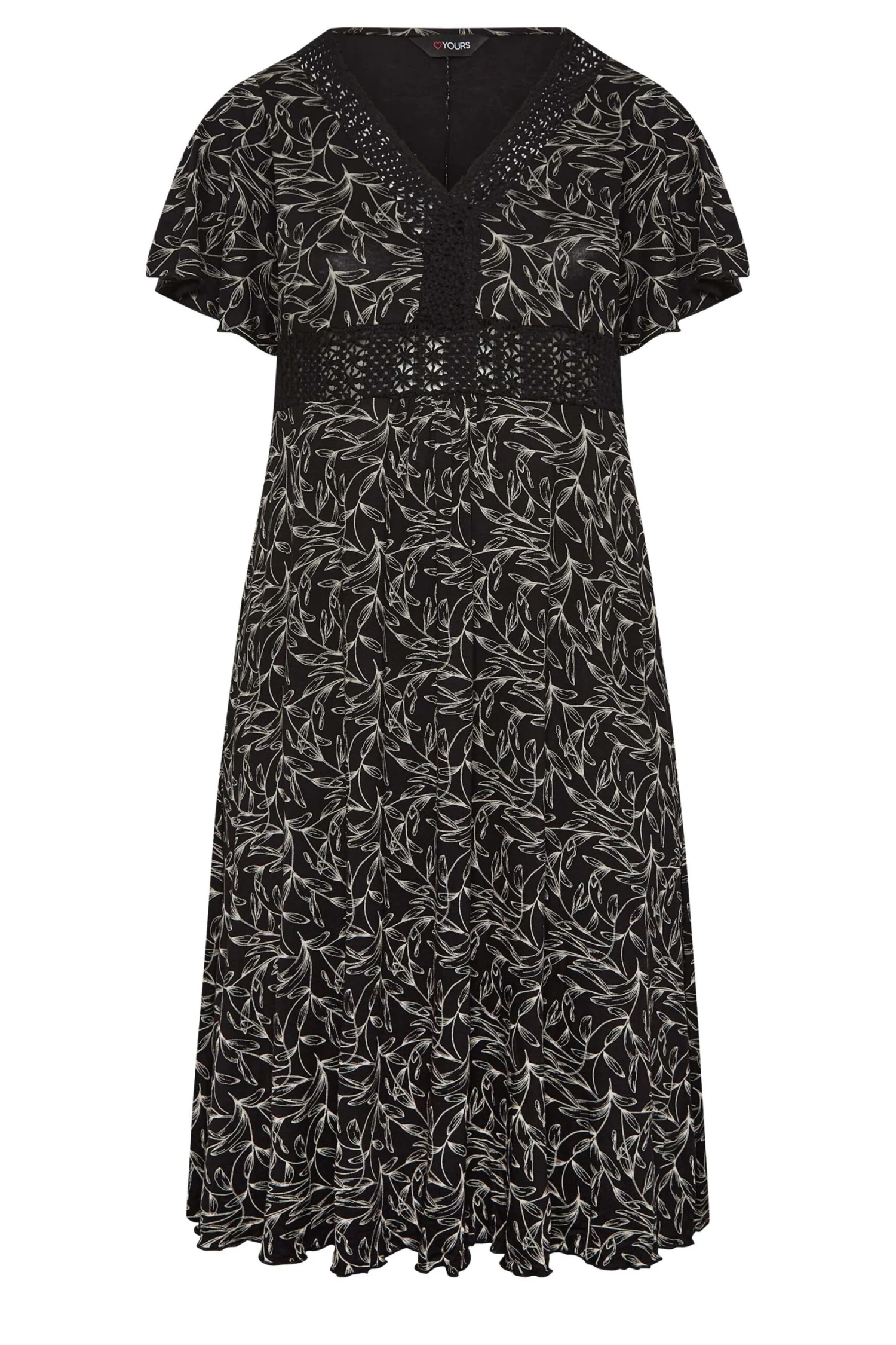 YOURS Curve Black Floral V-Neck Lace Midi Dress 5 YOURS Curve Black Floral V-Neck Lace Midi Dress - Image 5