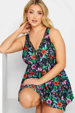 YOURS Curve Black Floral Print Tummy Control Swim Dress 8 YOURS Curve Black Floral Print Tummy Control Swim Dress -Outlet Stylo Wise Store 7a0d470e 539e 40 150267 D scaled